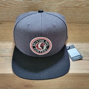 Brixton Rival Snapback Hat Mens Charcoal Black Wool Blend Flat Bill Logo NWT